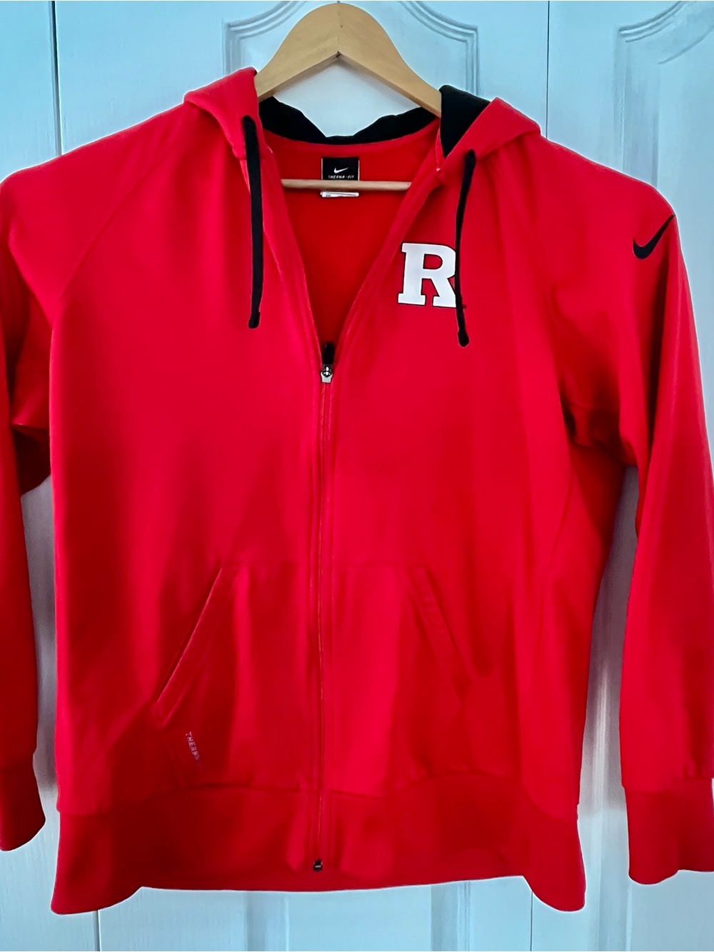 Nike Therma FIT Rutgers Scarlet Knights Mens XXL Full Zip Hoodie Red Pockets